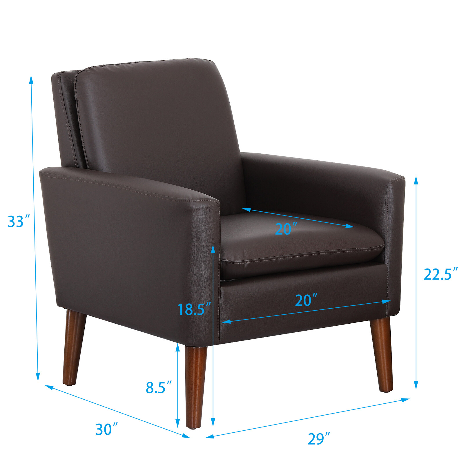 PU Leather Arm Chair Accent Single Sofa Modern Upholstered Living Room Armchair