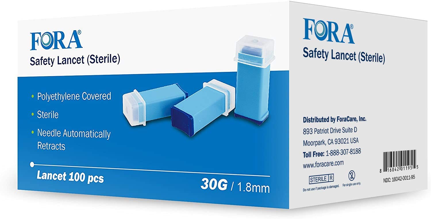 Sterile Safety Lancet, 1.8mm Depth, 30 Gauge, 100 Count, Diabetic Supplies fo...