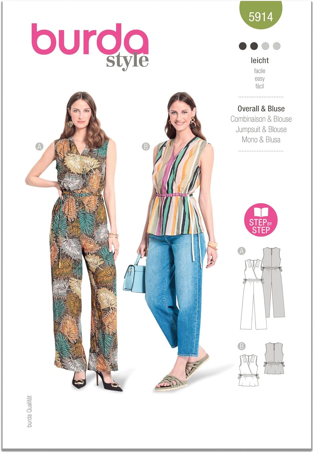 Style X05914 Misses' Mock Wrap Sleeveless Jumpsuit and Top Sewing Pattern Packet