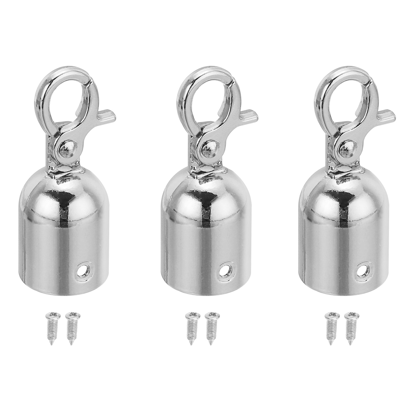 0.8"x2" Stanchion Rope End Stopper 3pcs Cord End Caps Barrier Rope End Silver