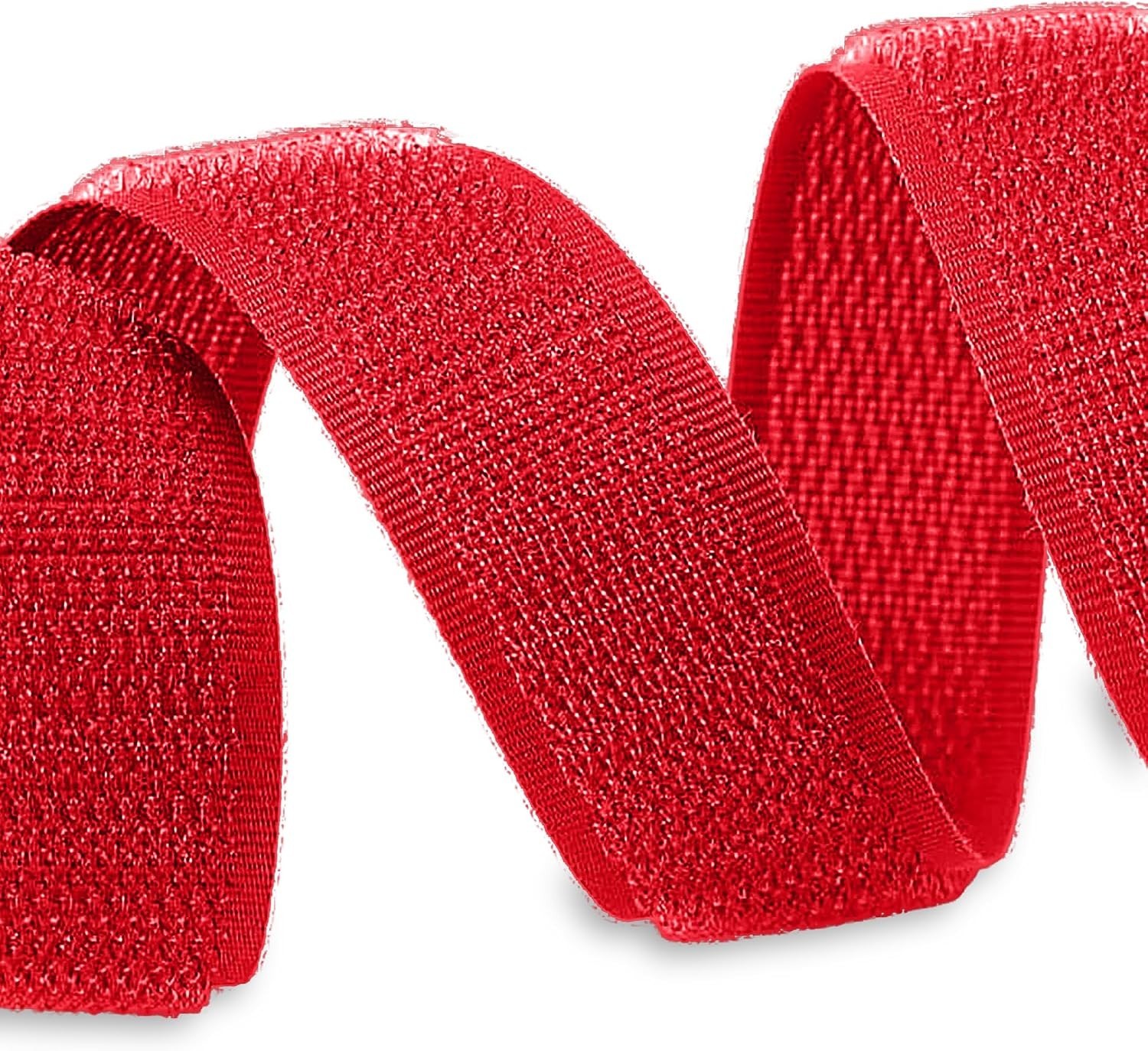1 Inch x 5 Yd Red Hook and Loop Non-Adhesive Interlocking Tape Thin Nylon Exc...