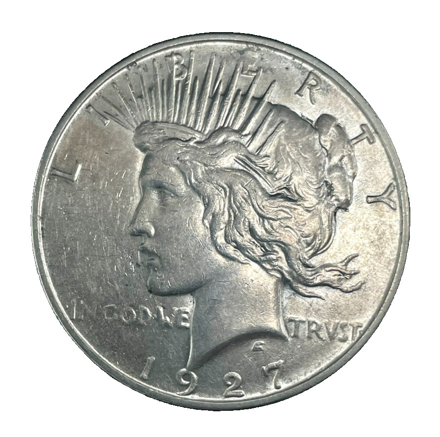 1927-D Peace Dollar AU . VAM-2 DDO Top 50 90% Silver $1 US Coin # 410
