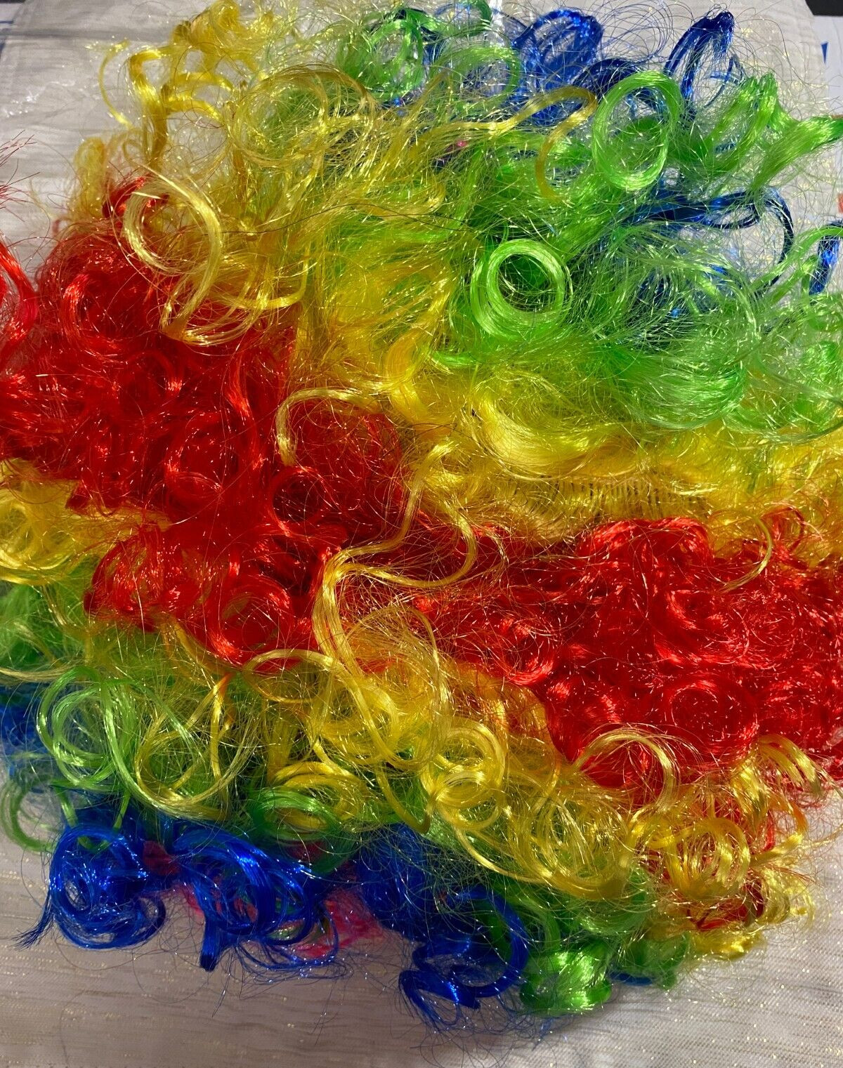 Clown Wig Halloween Rainbow Dress Up Party Costume Curly Hair Unisex One Size