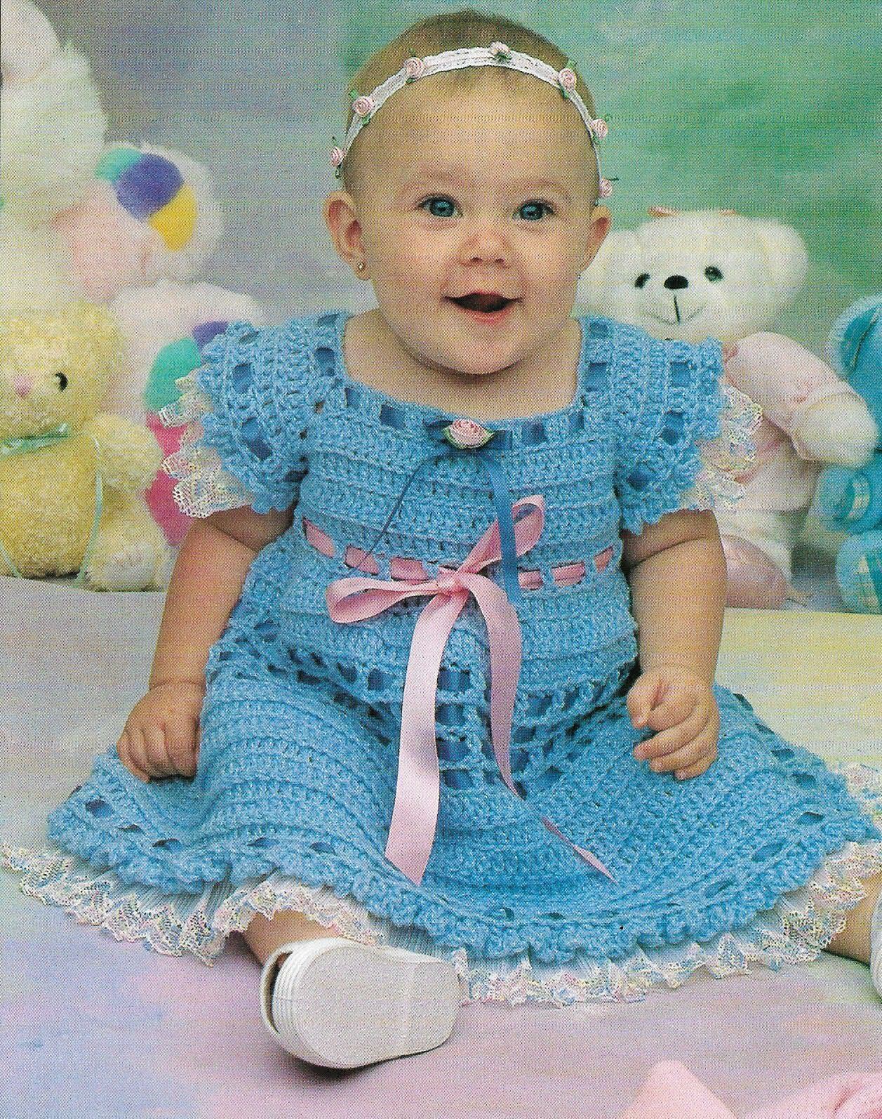 DARLING DRESS BABY 2 SIZES CROCHET PATTERN INSTRUCTIONS