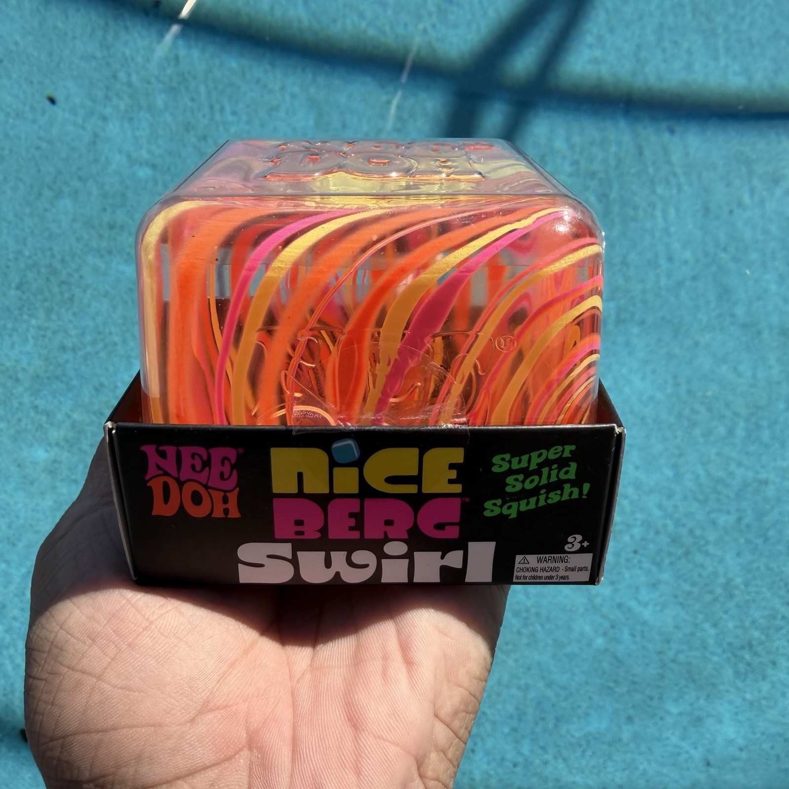 NeeDoh Nice Berg Swirl XL Giant Nee Doh Squishy Swirl Cube Pink Orange Yellow