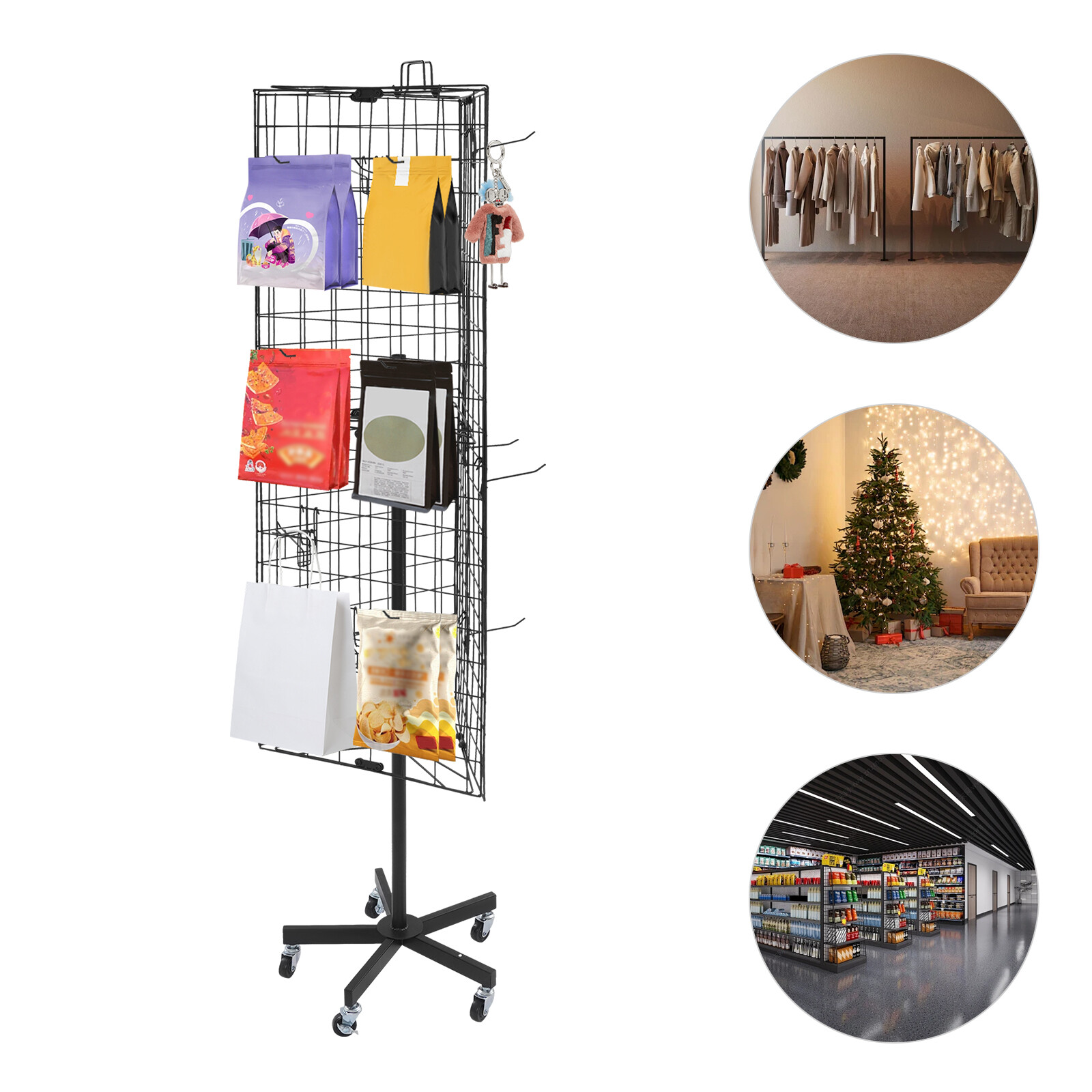 Triangular Grid Panel Display Stand, Floor Standing Gridwall Display Stand