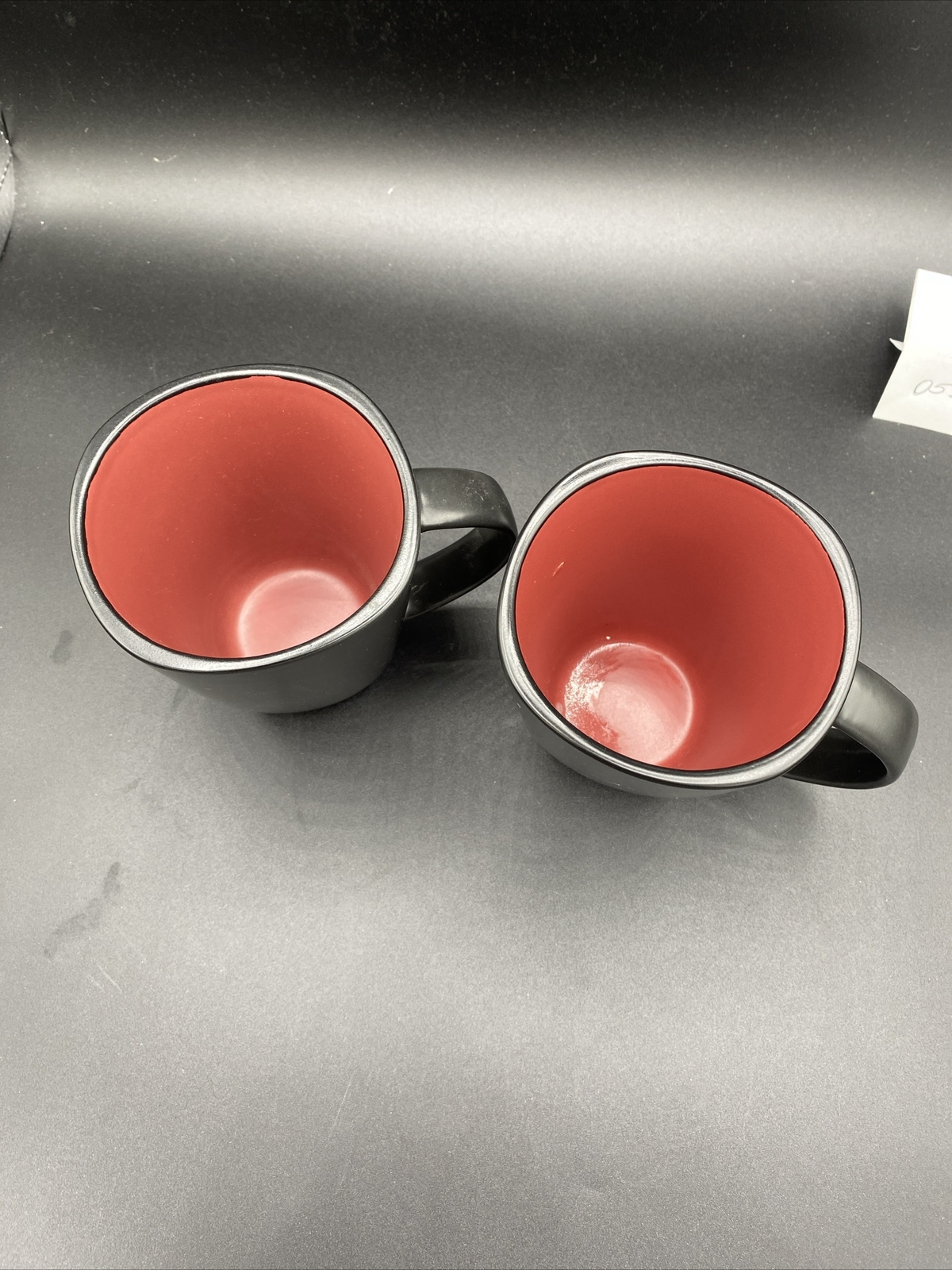 Gibson (TWO) ELITE Square COFFEE CUP/MUGS Red Inside Black Outside
