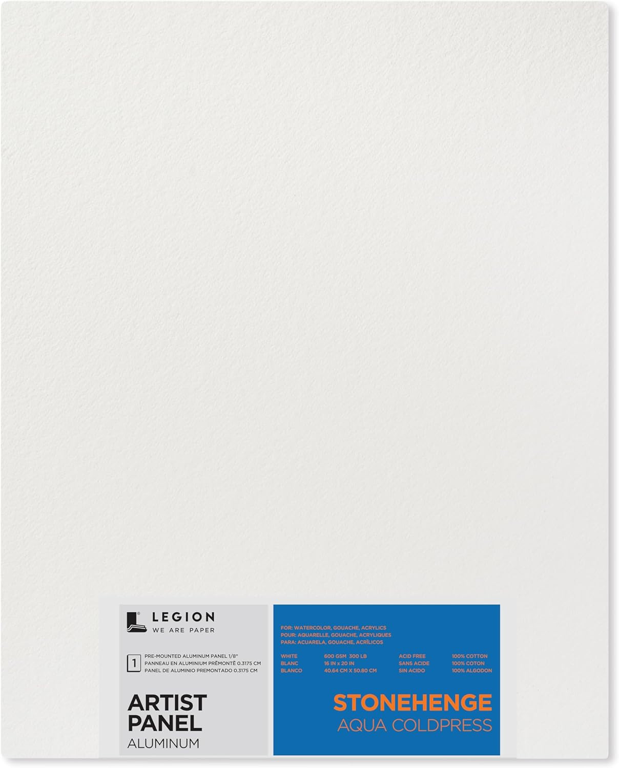 Legion Artist Panel, 1/8" Composite Brushed Aluminum with  Aqua Coldpress White,