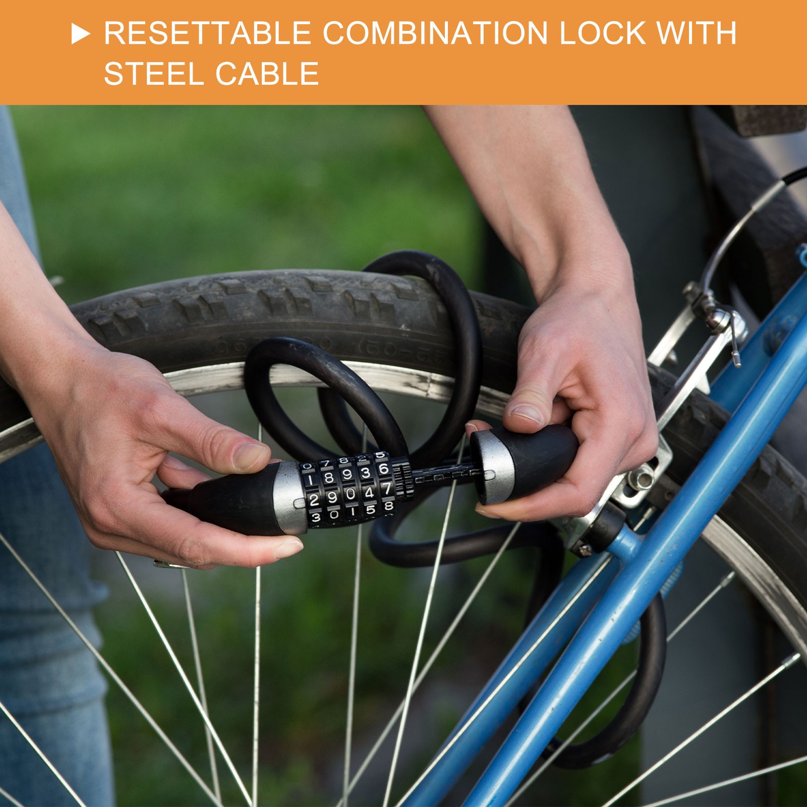 80cm Bike Lock Cable, Security Bike Wire with 4 Digit Code Combination, Clear