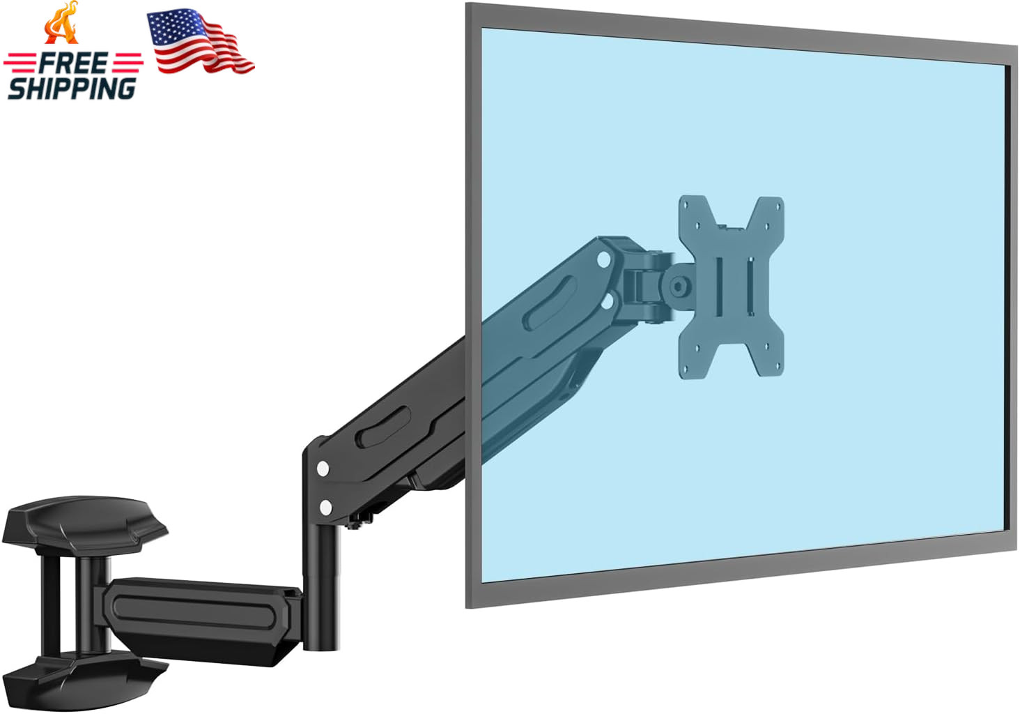 Suptek Gas Spring Single Arm Monitor Wall Mount for 13-32 Inch Screens - Full Mo