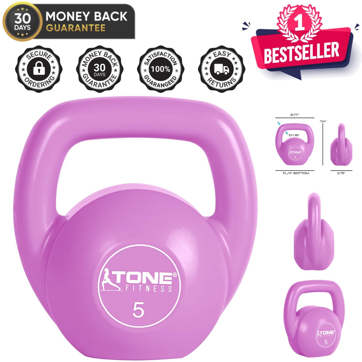 Tone Fitness 5 lb Kettlebell - Versatile Exercise Tool for Sculpted Physique