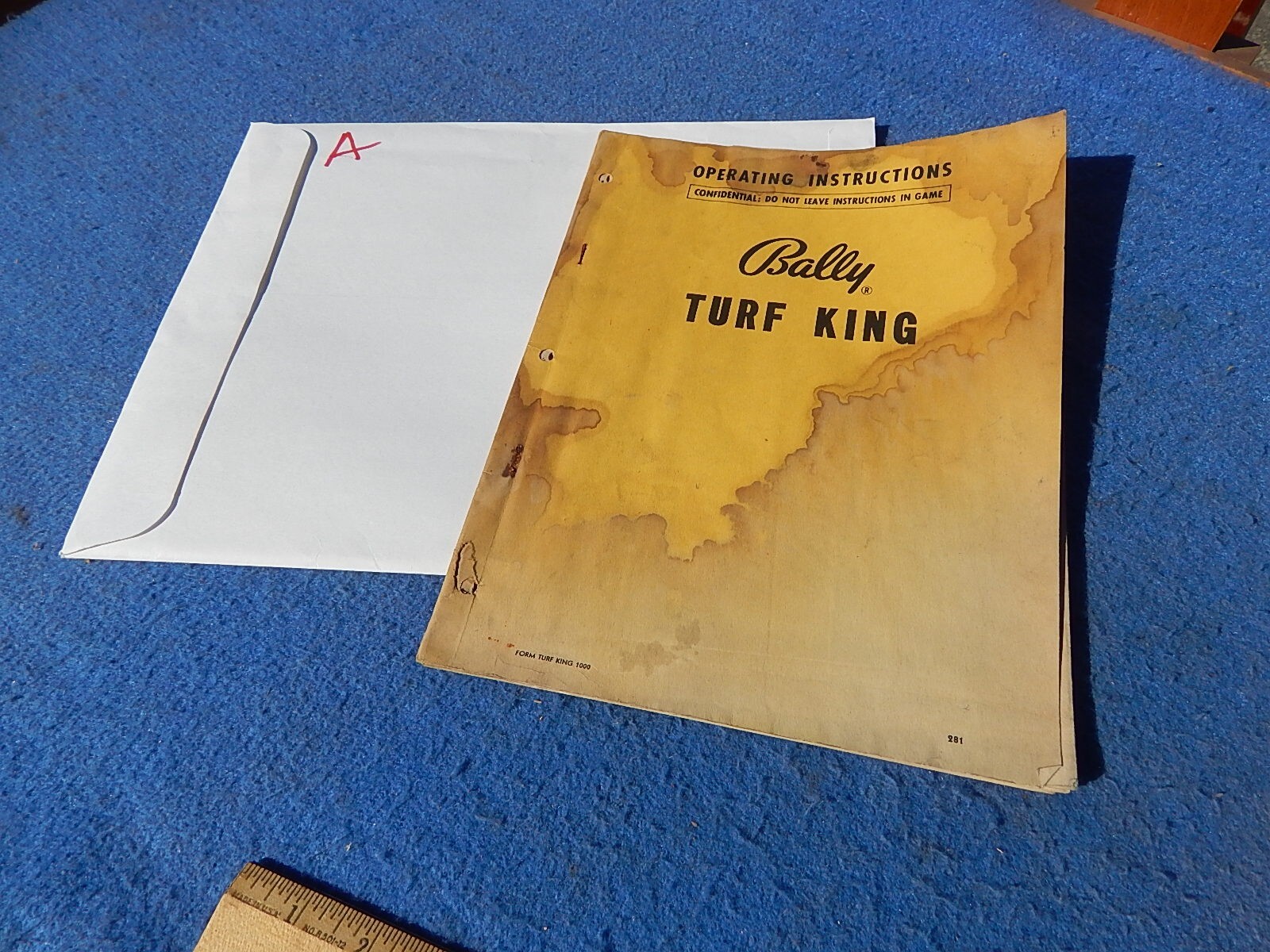1950 Bally TURF KING Horse Race Pinball Operating Instructions (A)