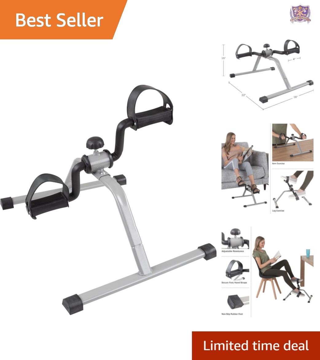 Compact Under Desk Exercise Bike with Non-Slip Pedals and Adjustable Resistance