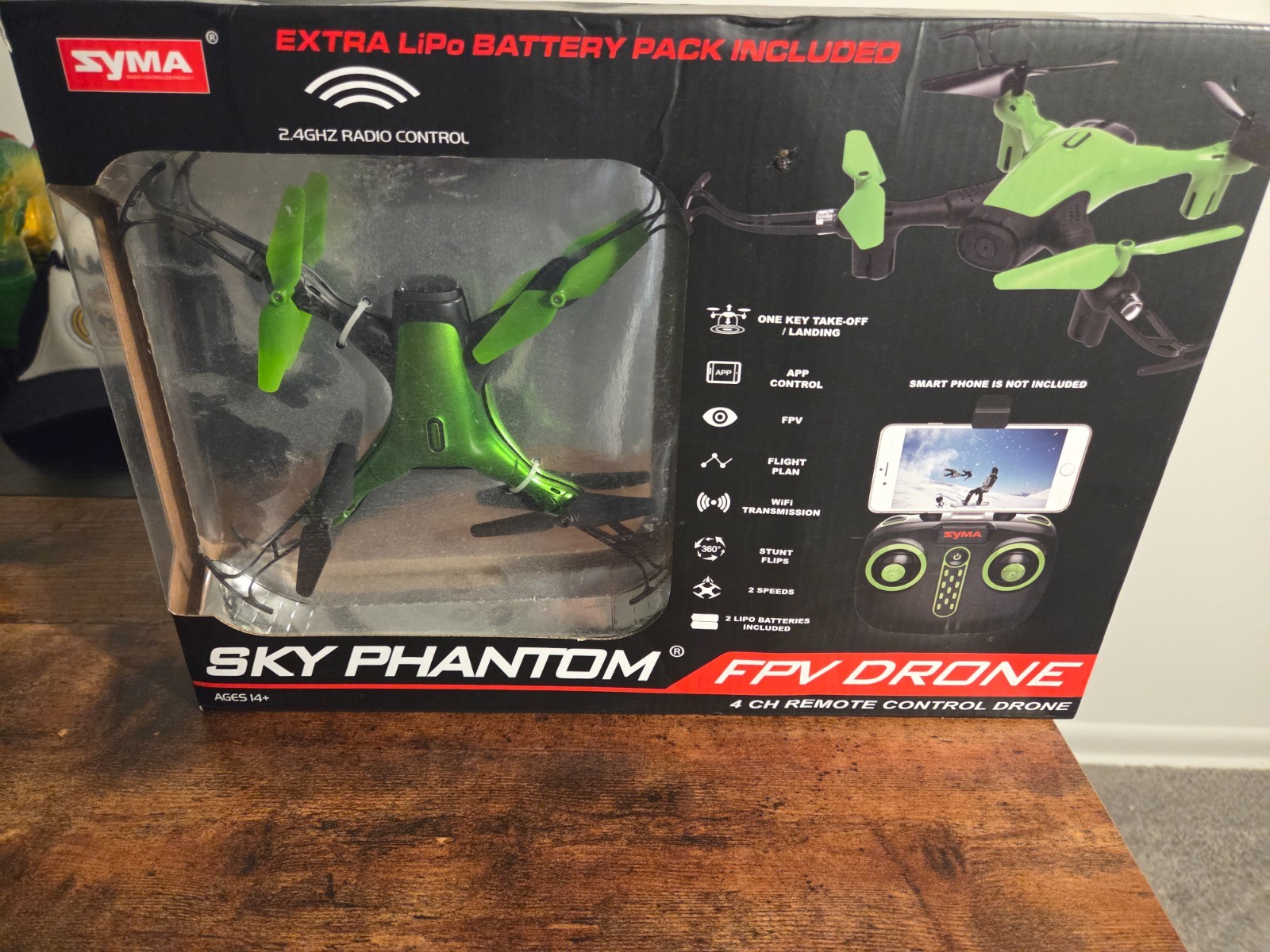 Syma Sky Phantom FPV Drone w/ Camera WiFi + Controller + Extra Battery – New/Ope