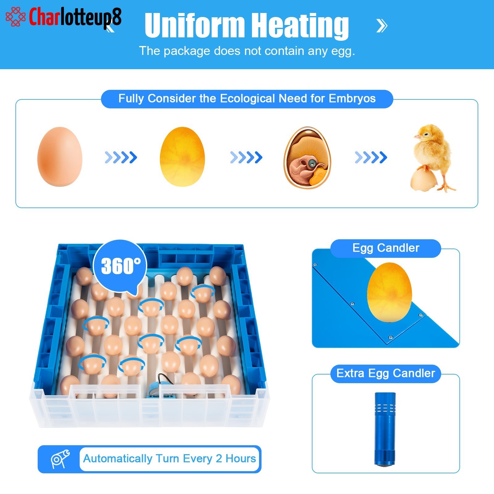 48 Eggs Digital Incubator with Fully Automatic Egg Turning Humidity Chicken Duck