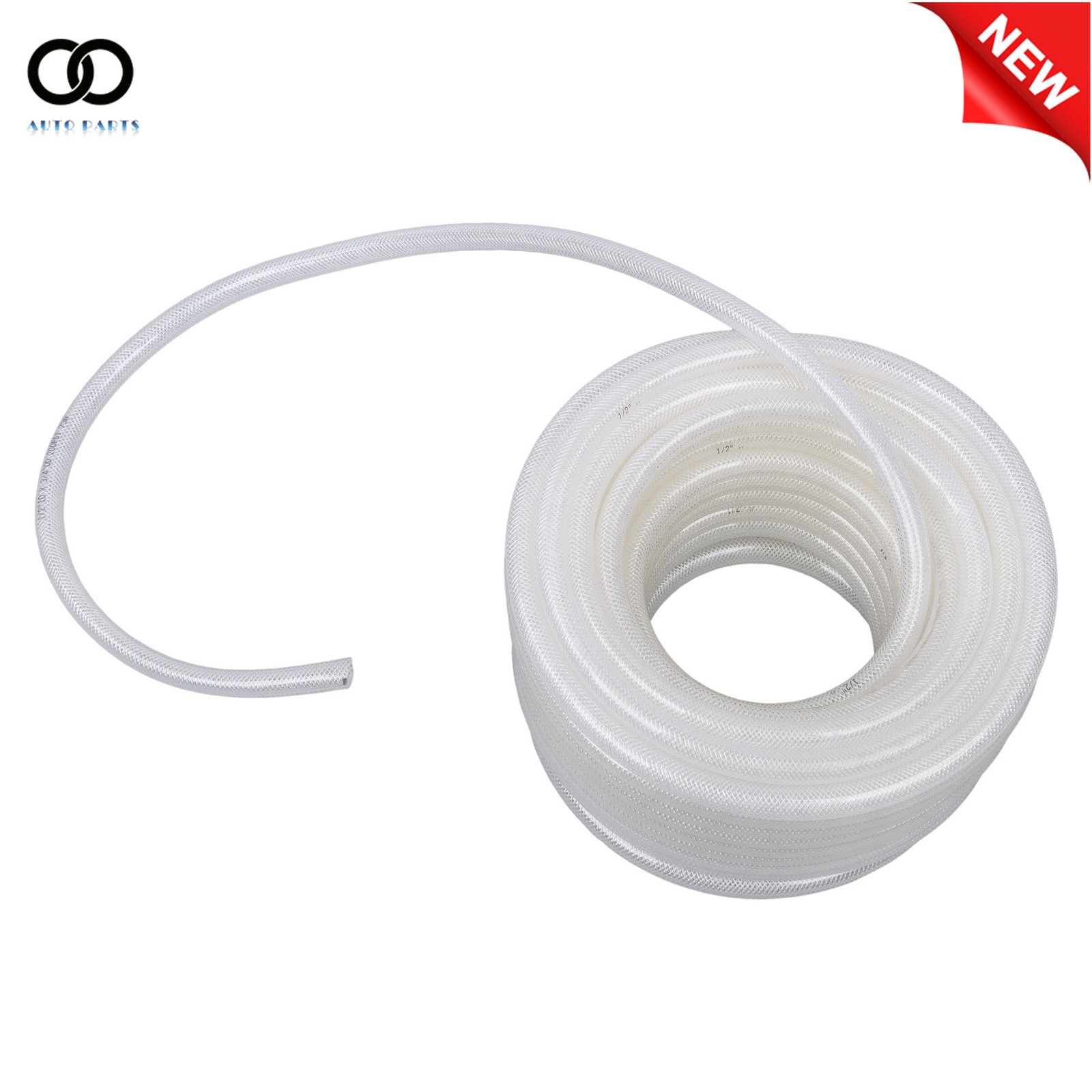 100 Ft 1/2" ID × 3/4" OD High Pressure Braided Clear PVC Tube Vinyl Tubing 15Bar