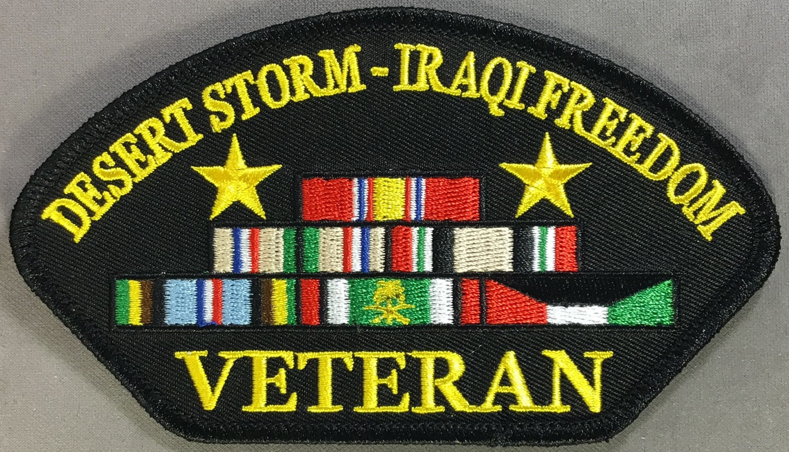 Desert torm and Iraqui Freedom Veteran with ribbons Licensed patch