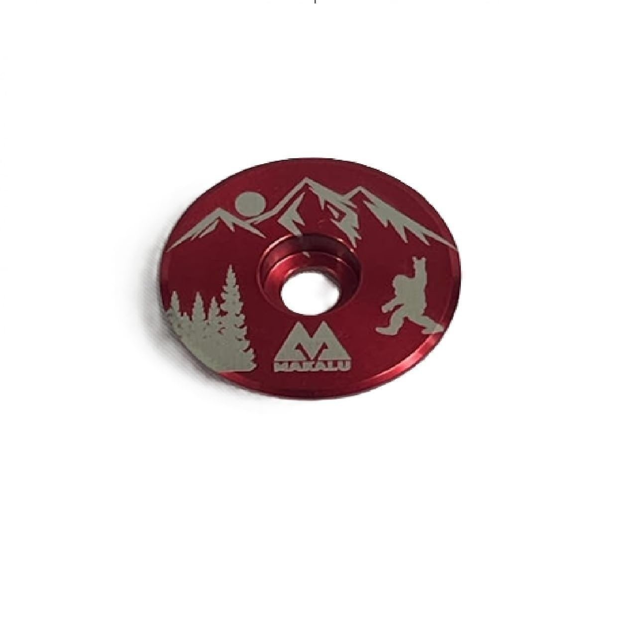 Makalu Sasquatch (Big Foot) Custom Bicycle Stem Top Cap Peace-Red