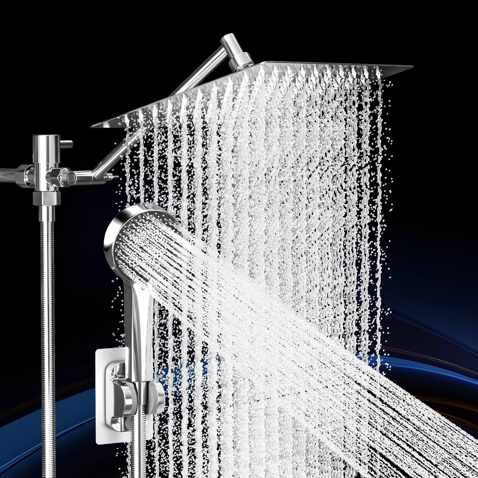 Shower Head, Rain Head with Handheld Spray 10 Inch - Standard, Silver