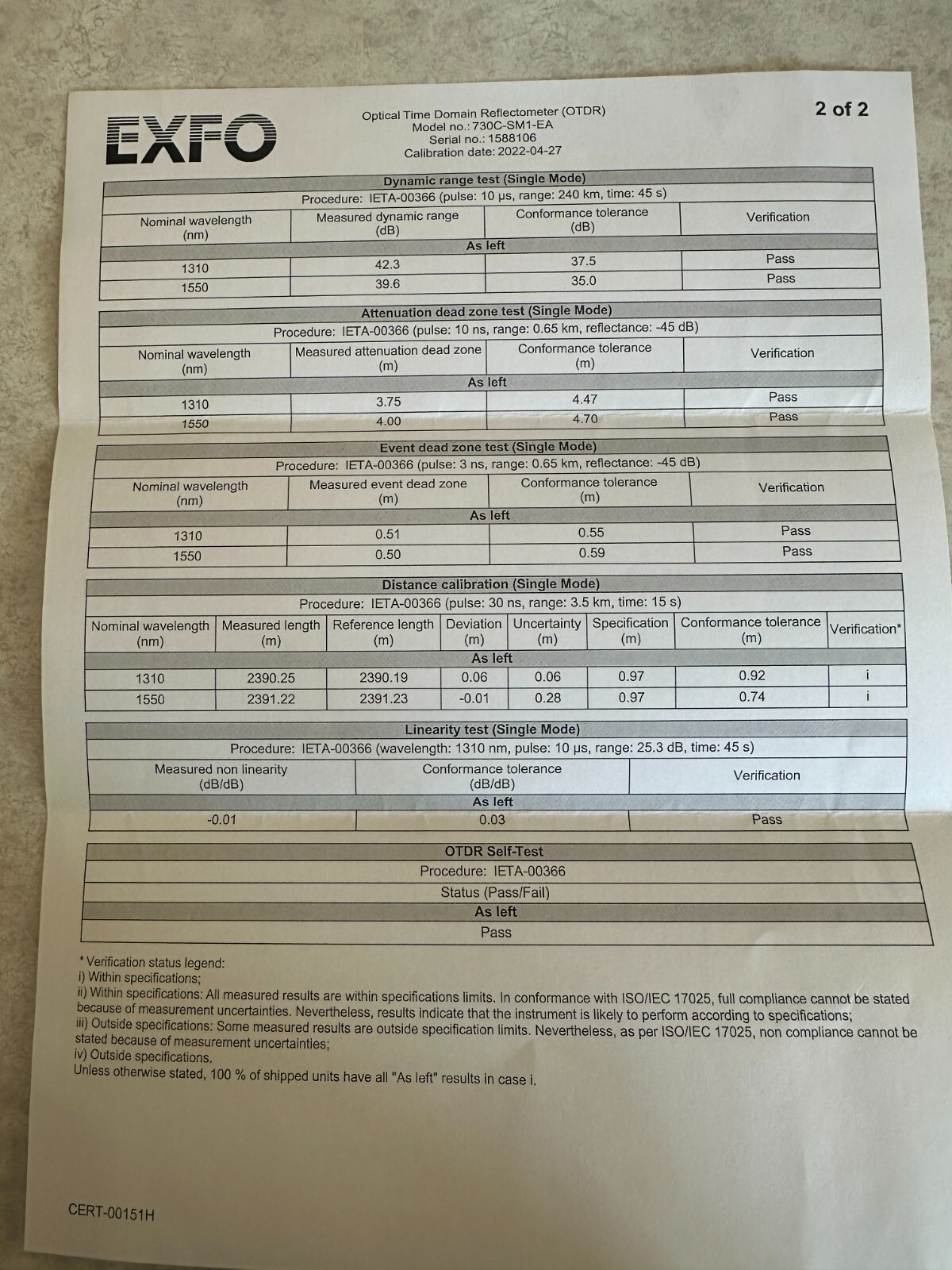 Exfo FTBx-730c-sm1-EA OTDR Module only