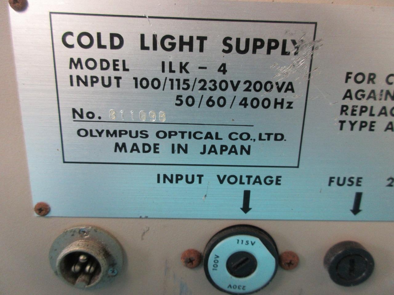 ILK-4 OLYMPUS OPTICAL CO LTD COLD LIGHT SUPPLY NO POWER CABLE