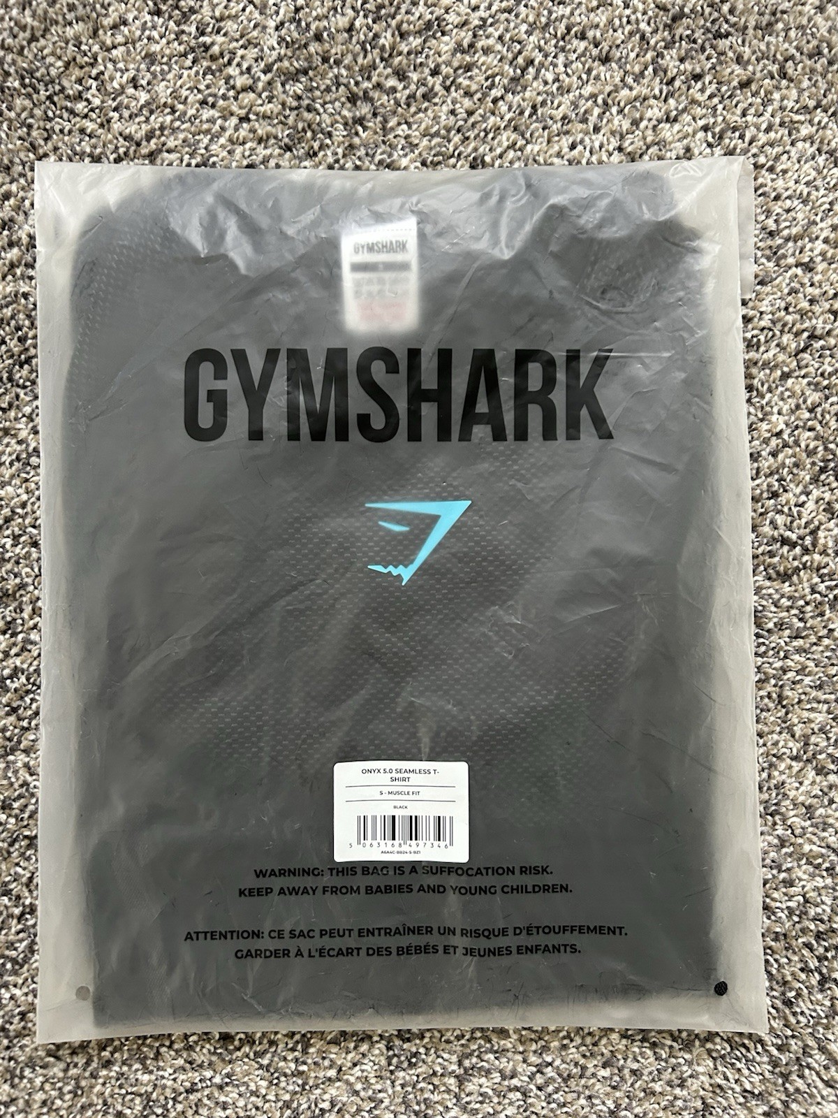 Gymshark Onyx 5.0 Seamless Short Sleeve T-Shirt Men’s Size Small Black/Onyx Grey
