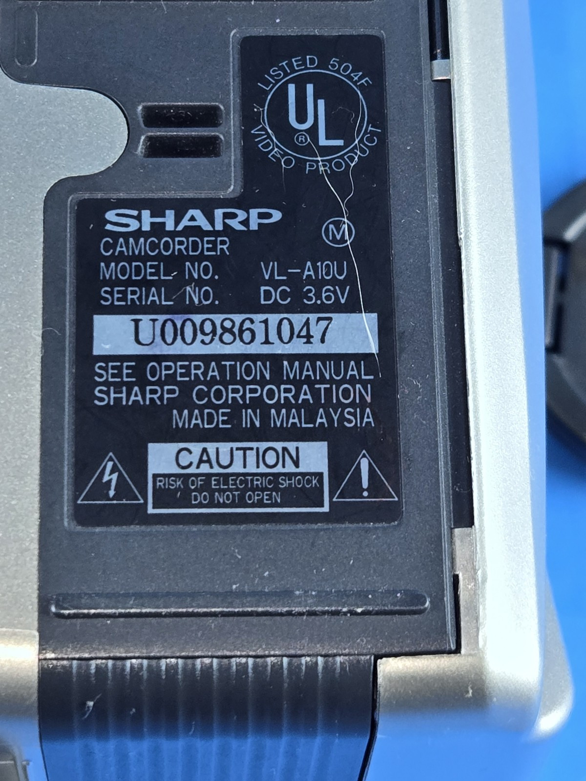 Sharp Viewcam VL-A110U Camcorder UNTESTED