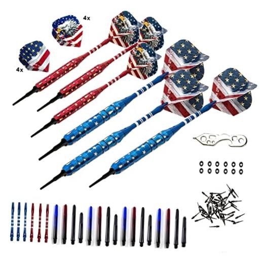 Soft Tip Darts Set - USA American Flag & Patriotic Bald Eagle Design -