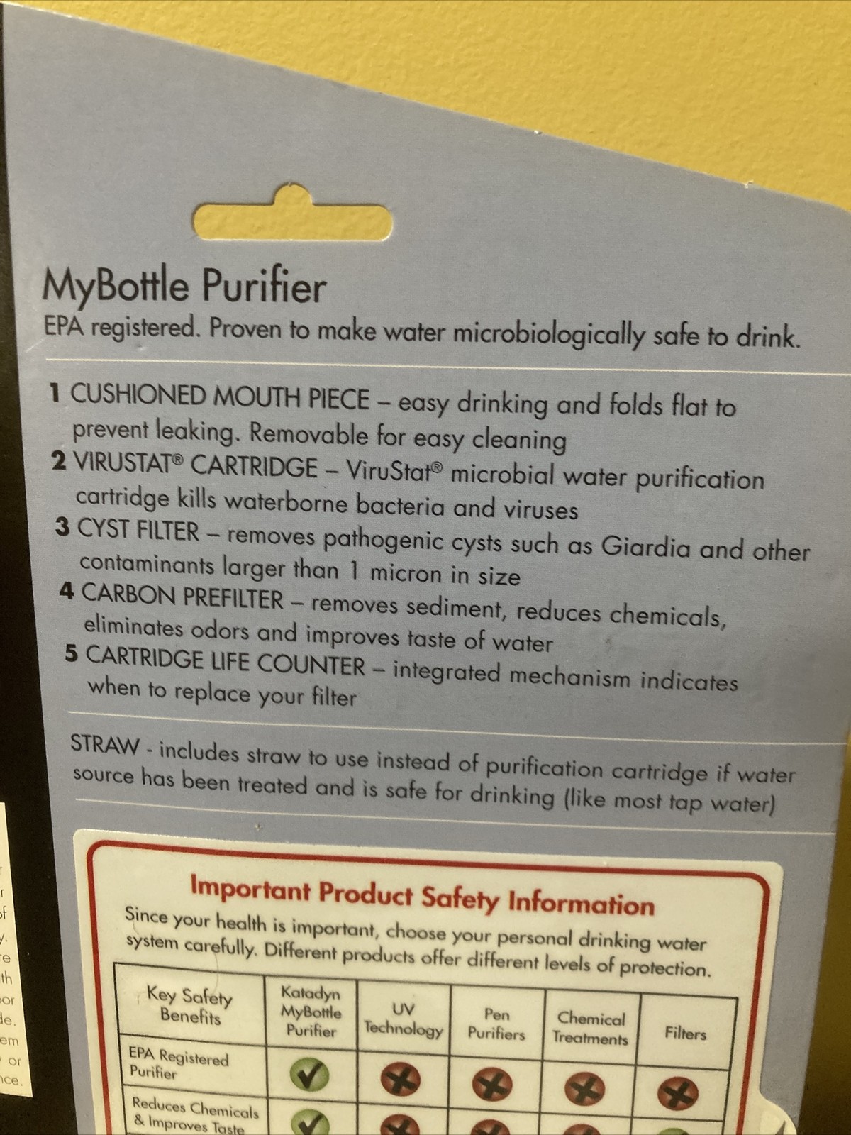 Katadyn Swiss Made ViruStat Water Bottle Portable Water System