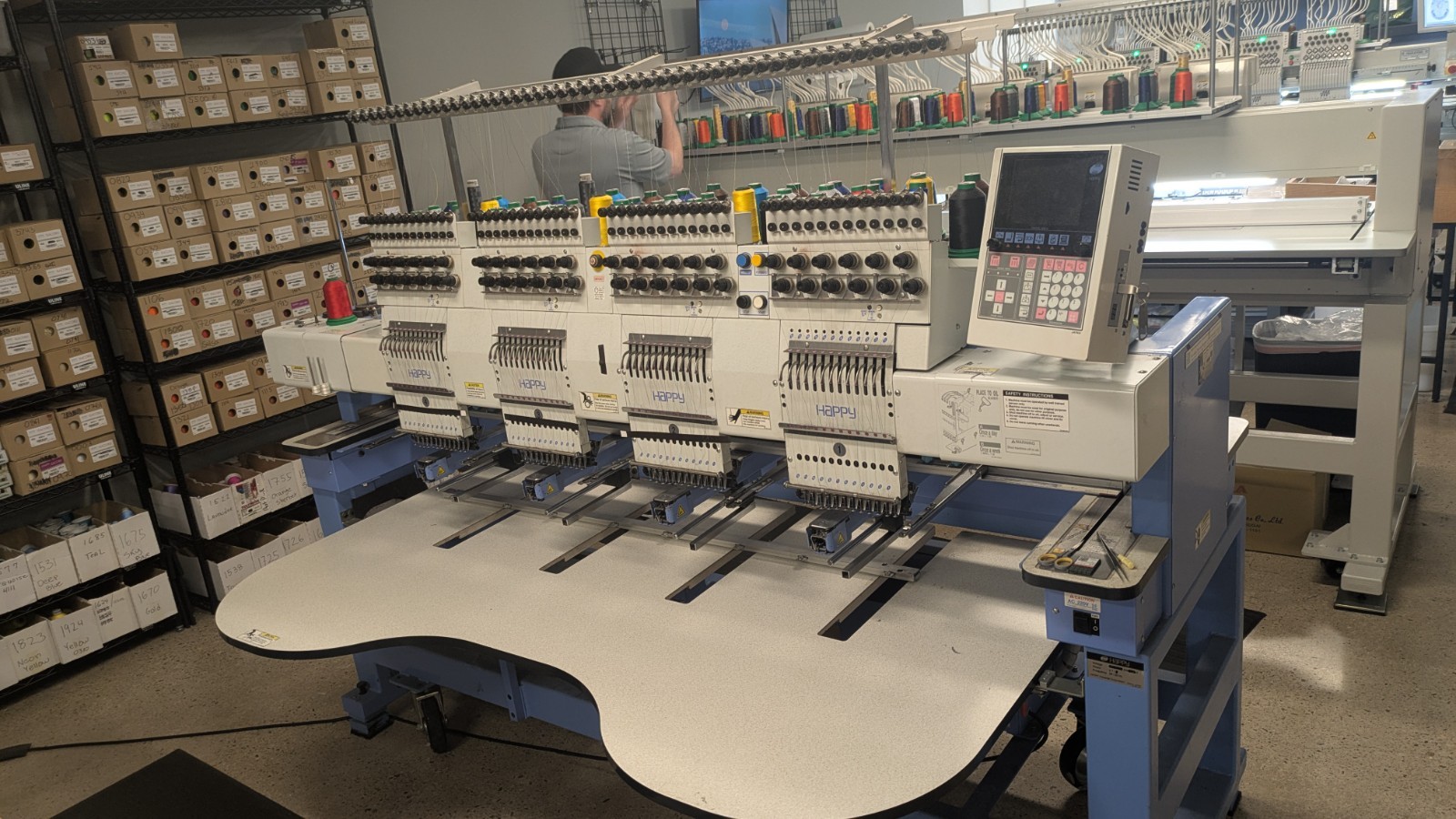 2003 Used Happy Embroidery Machine, 4 Heads,12 needle