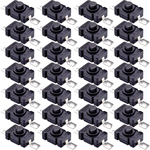 30 Pack Self-Lock Micro Push Button Switch Flat 2 PIN with Hole Mini ON/Off