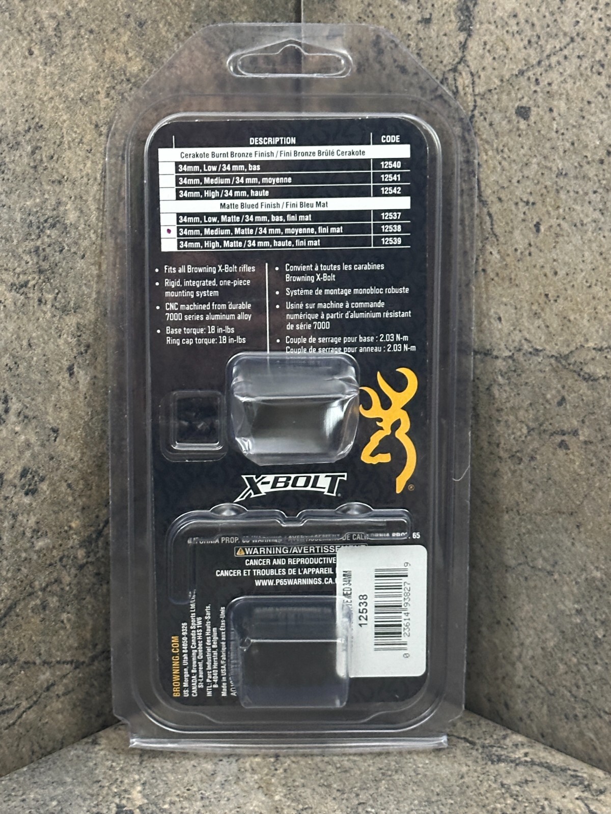 Browning Integrated Scope Mount System 12538 for X-Bolt 34mm Diam Medium Height