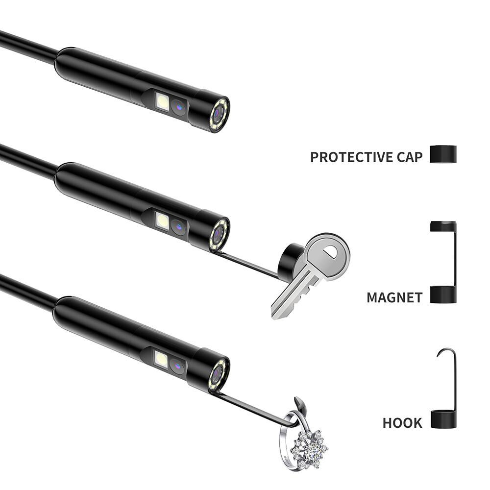 Dual Lens 9 LED Waterproof Endoscope Borescope Inspection Camera iPhone Android