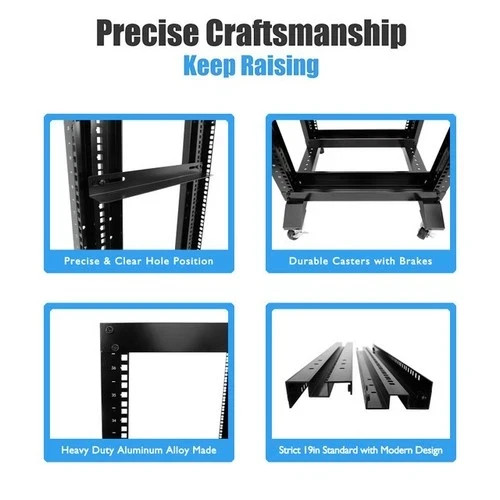 27U 4 Post Open Frame Server Rack 19” – 17” Deep Network Rack with 3 L Rails