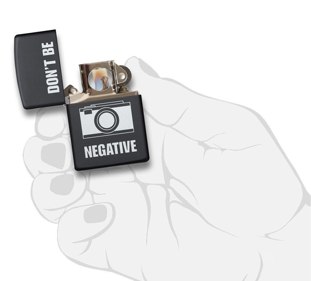 Zippo Don't Be Negative Black Matte Windproof Pocket Lighter, 218-064114