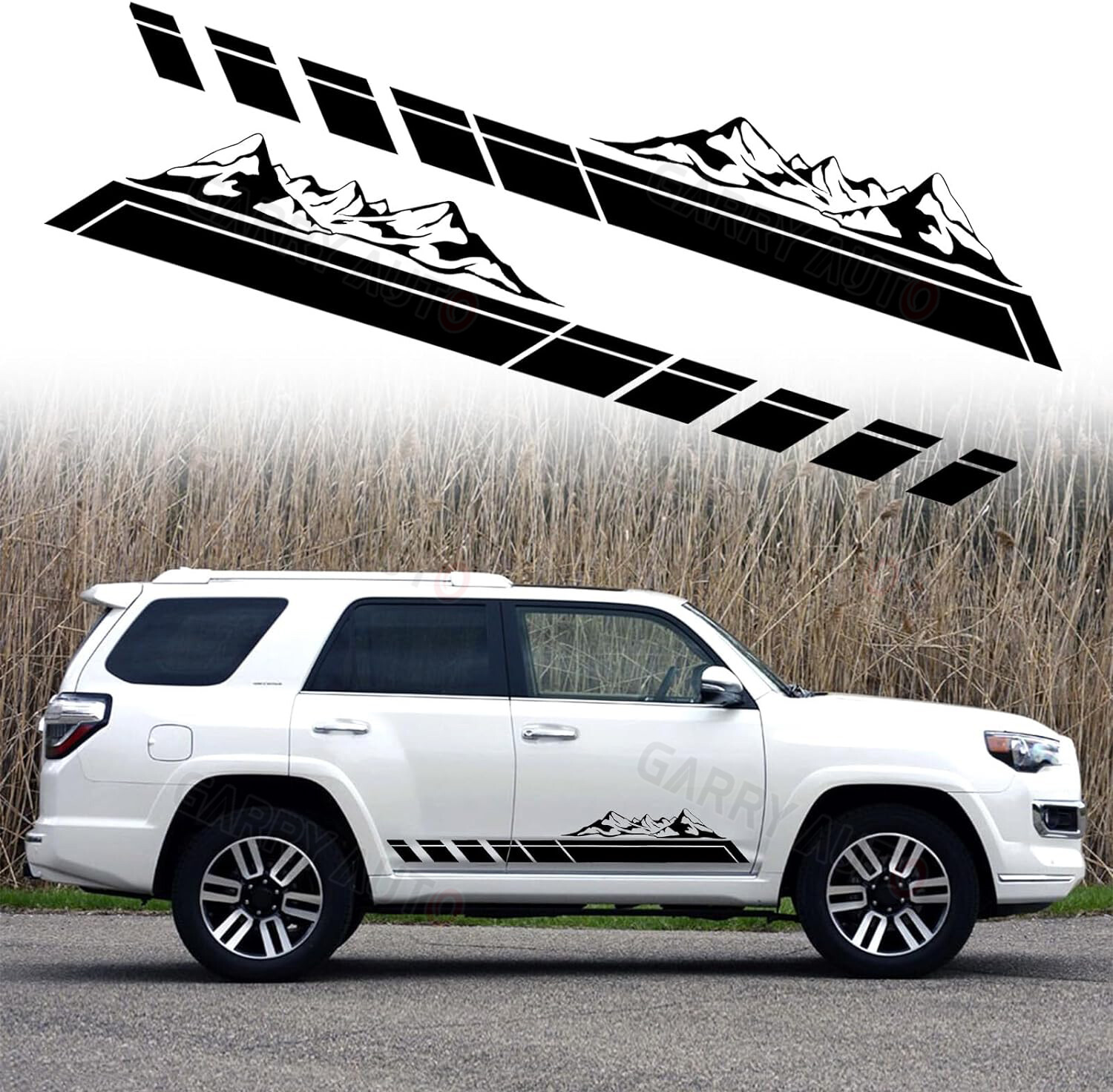 Pickup Truck Stripes Mountains Graphic Car Body Door Side Vinyl Decal Stickers