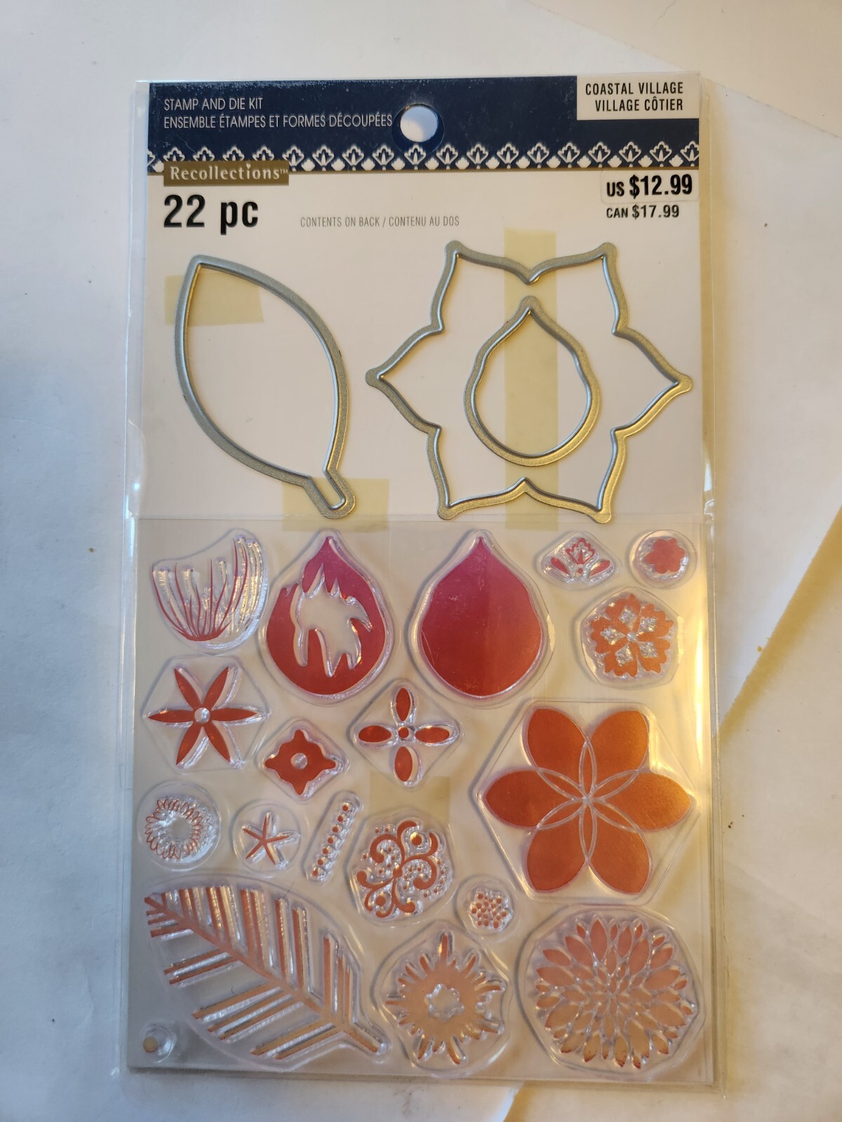 Recollections Coastal Village Clear Stamps & Die Set Flower 22 Pc New in Package