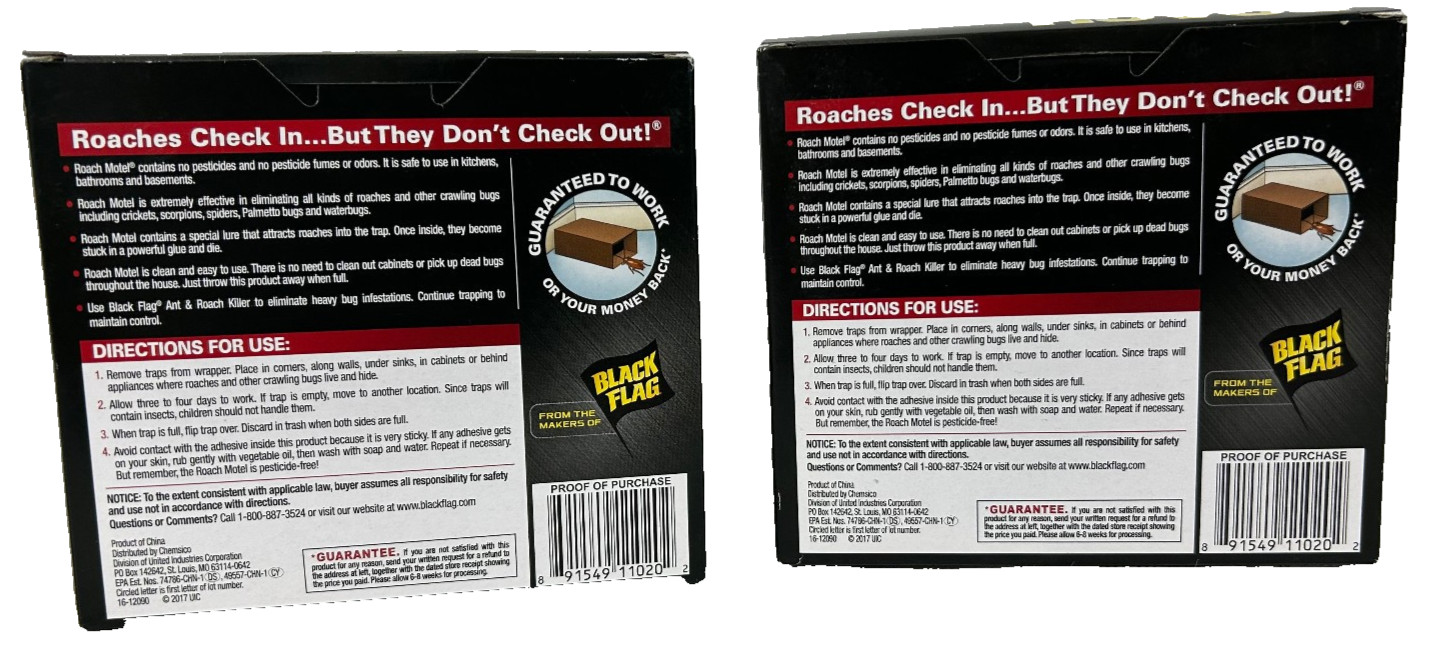 2 Pack Black Flag Roach Motel 4 Traps Cockroach Spider Bug Pest Control NEW