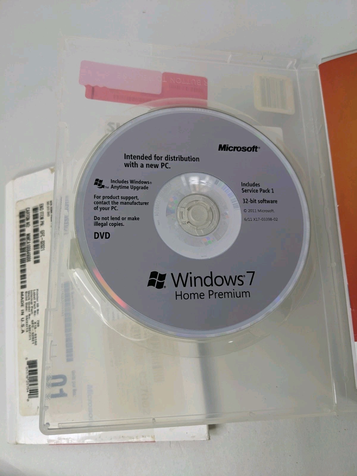 Microsoft GFC-02050 Windows 7 Home Premium SP1 32-Bit System Builder Software