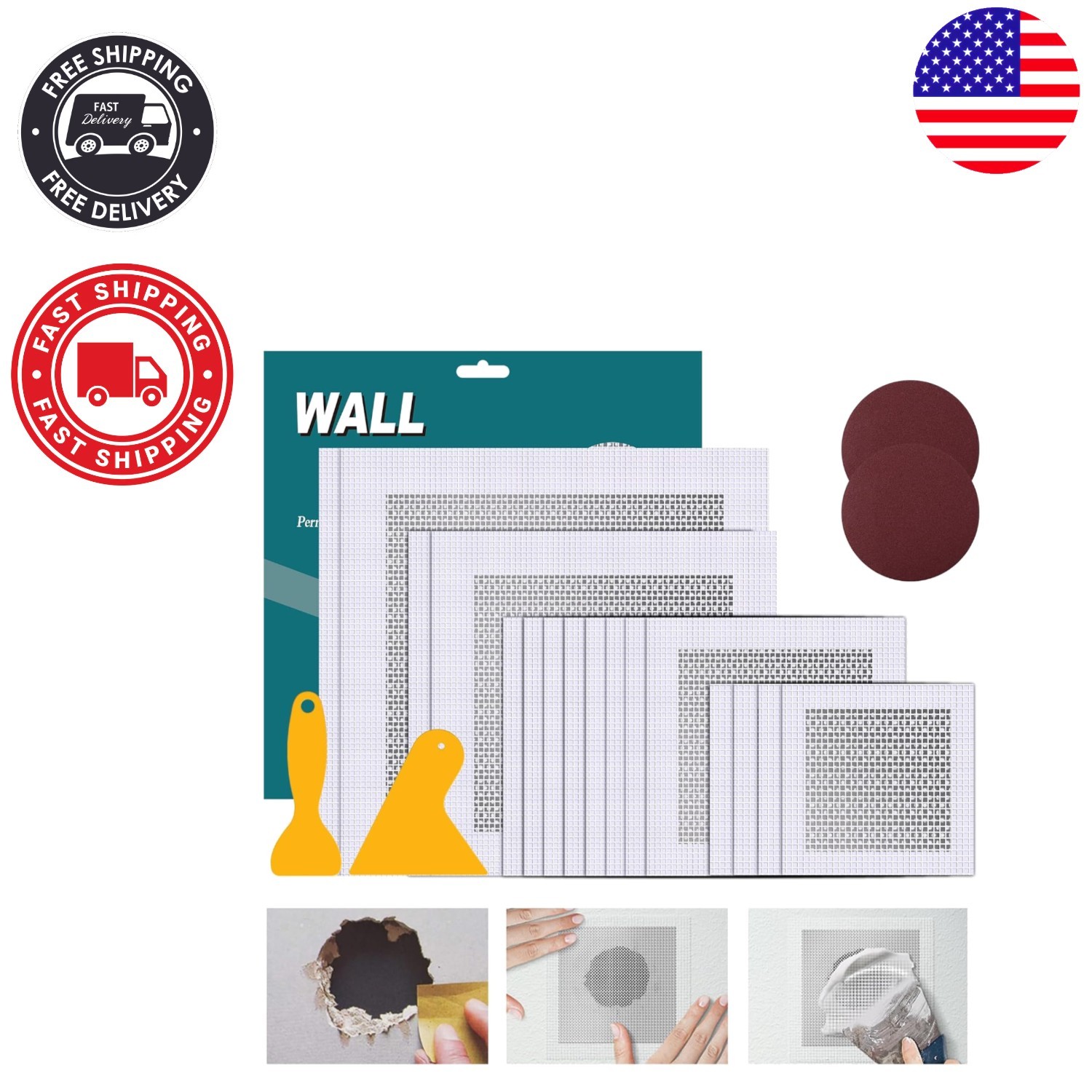 Aluminum Wall Repair Kit - 20-Pc Self-Adhesive Patch Set for Easy Repairs