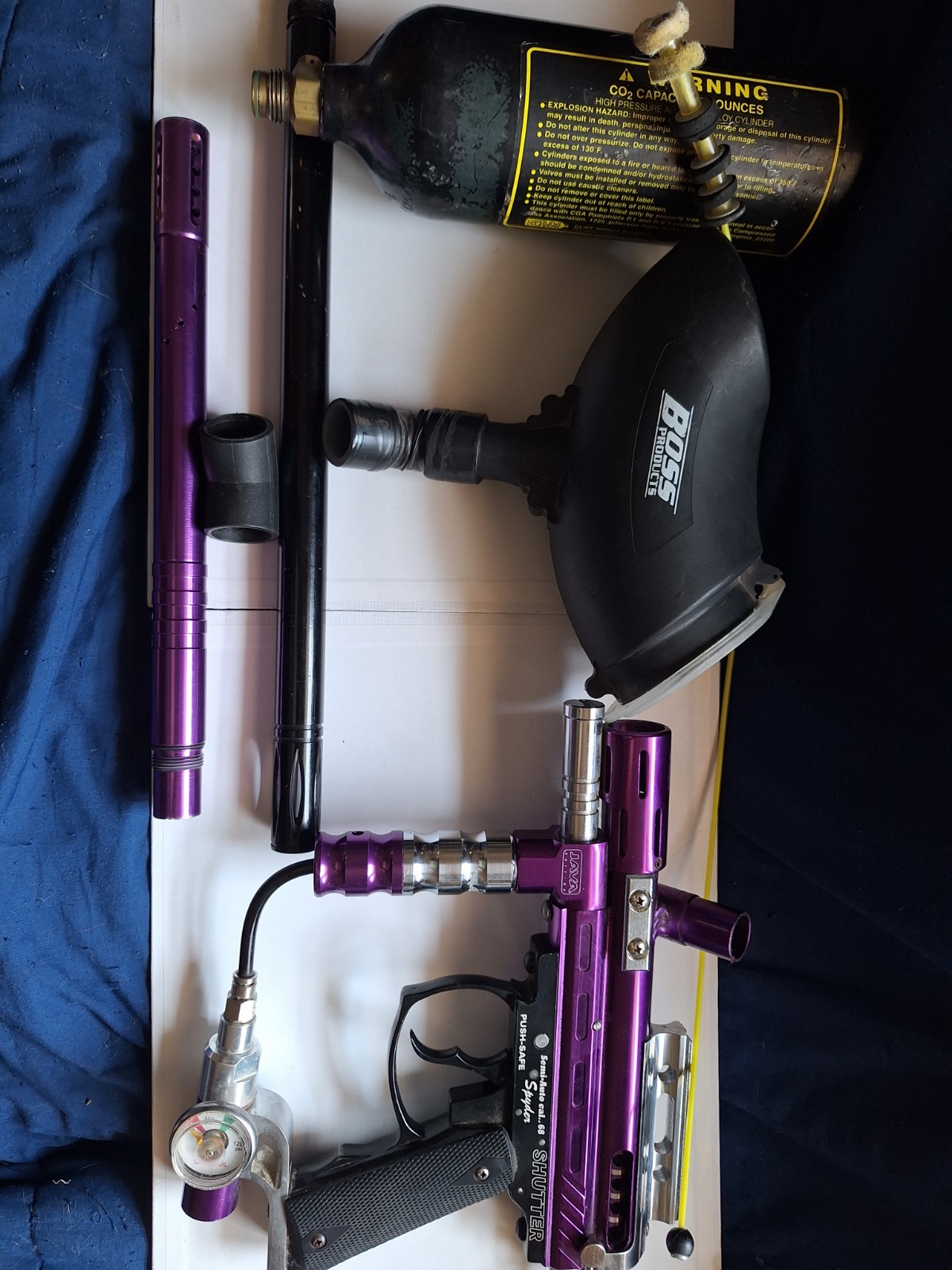 Spyder Shutter Semi-Auto Cal 68 Java Edition Paintball Marker Purple Untested