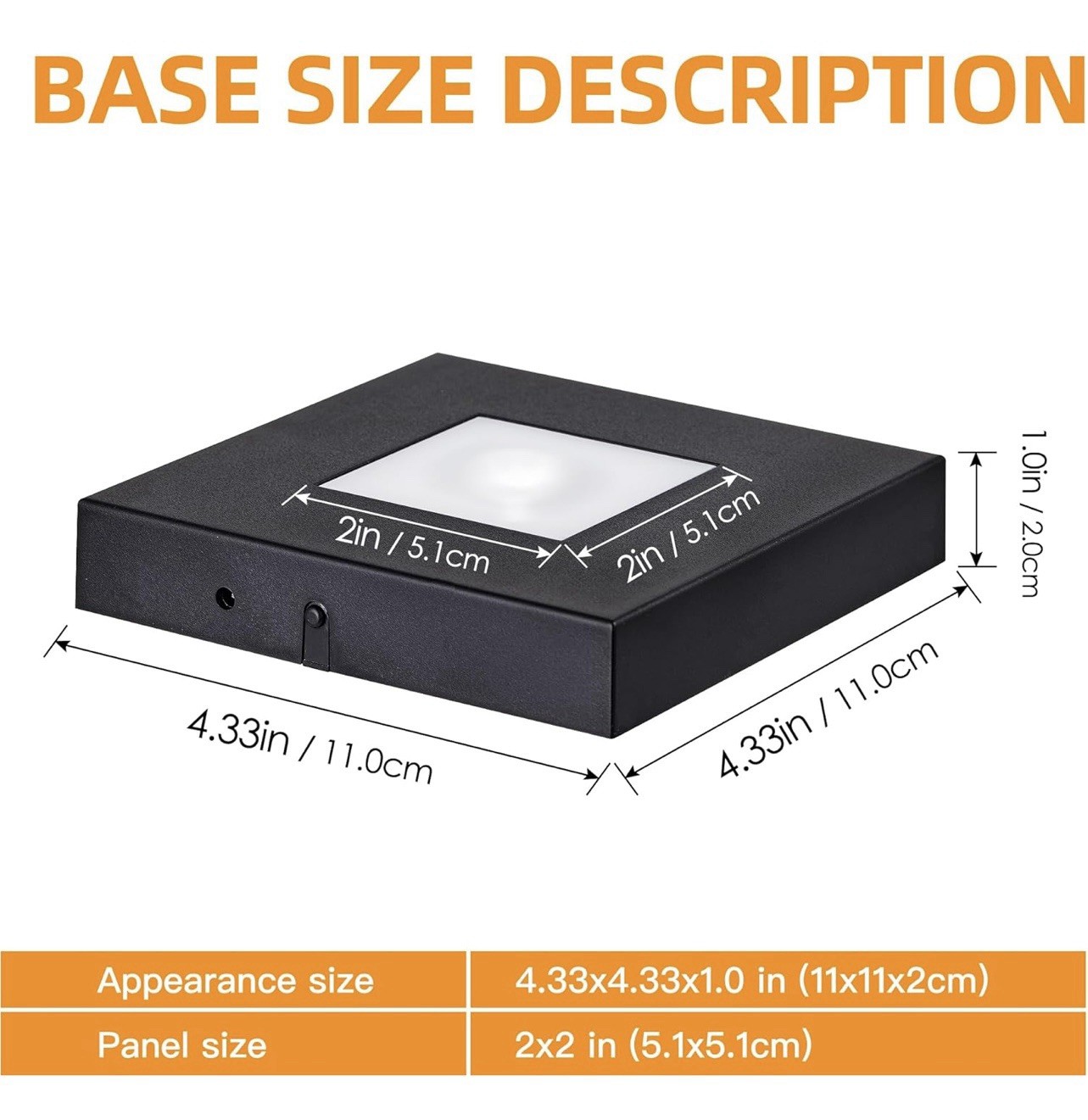 LED Light Base for 3D Crystal, USB Display Stand Color Changing Square Black