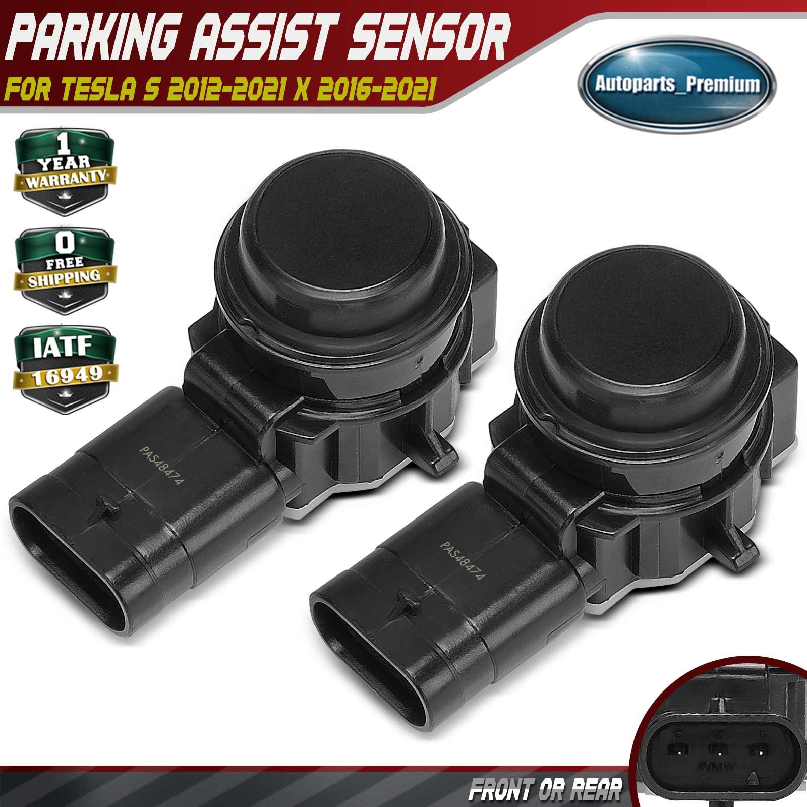 2pcs Front or Rear Parking Assist Sensor for Tesla S 2012 2013-2021 X 2016-2021