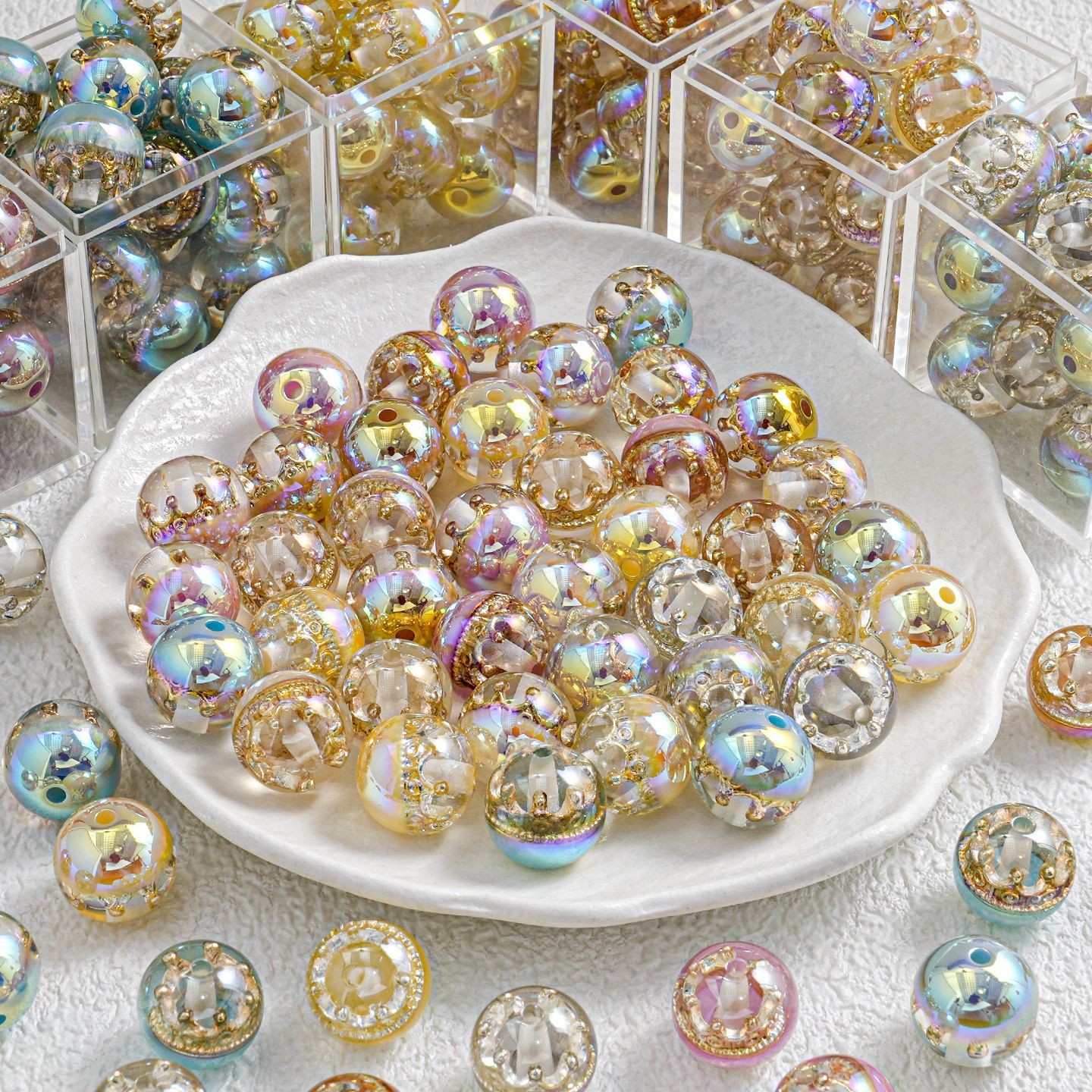 Straight hole round bead resin bead scattered bead DIY material accessories 10pc