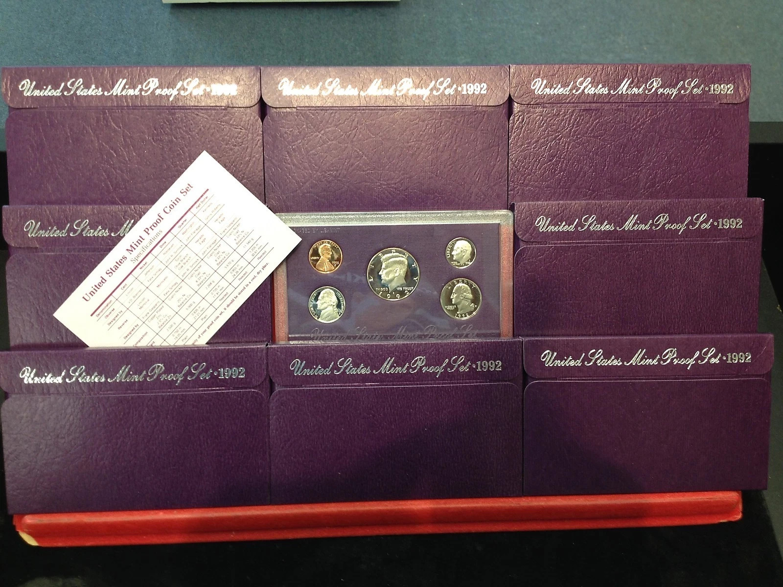 1992 S Proof set CN-Clad Kennedy Half dollar Washington - (OGP) 5 coins (B4)
