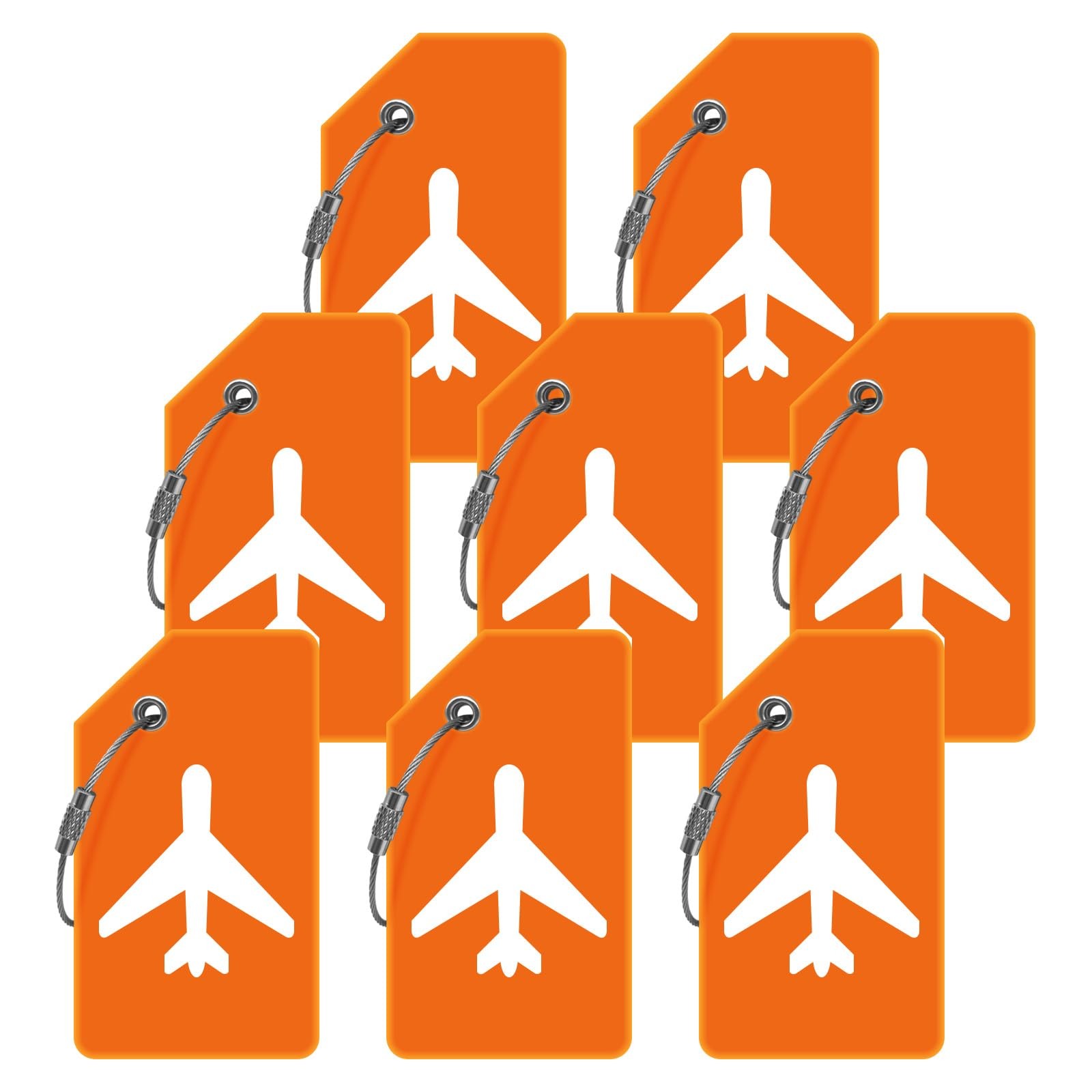 M-sorflly 8pack Luggage Tags for Suitcases with Name ID Card， 8pcs, Orange