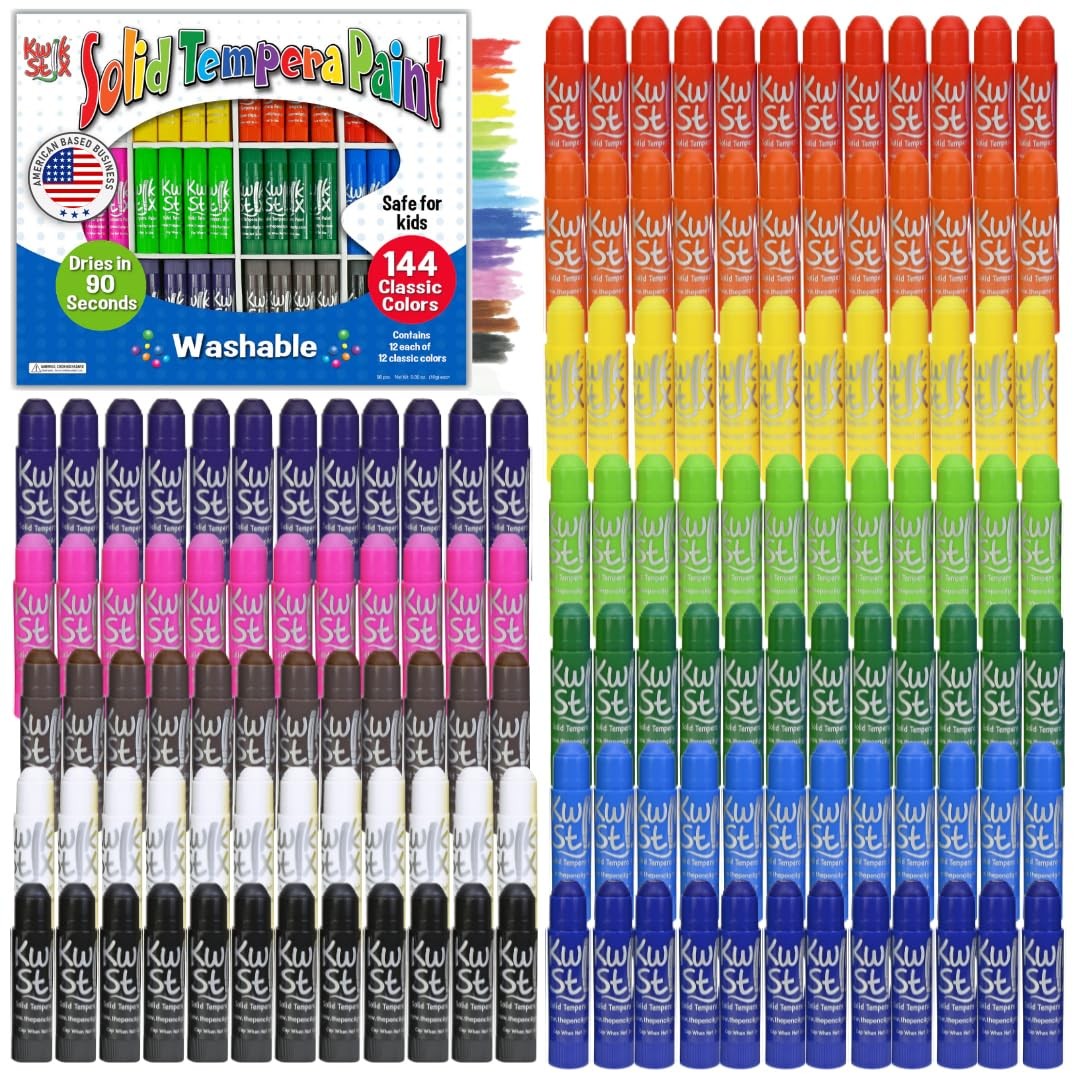 Kwik Stix Solid Tempera Paint Sticks, 144 1 Count (Pack of 144), Multicolor
