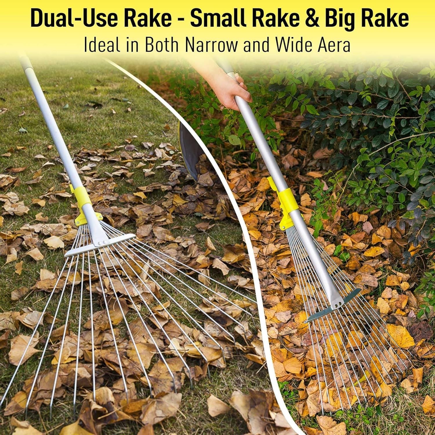 Adjustable Leaf Rake for Garden and Yard