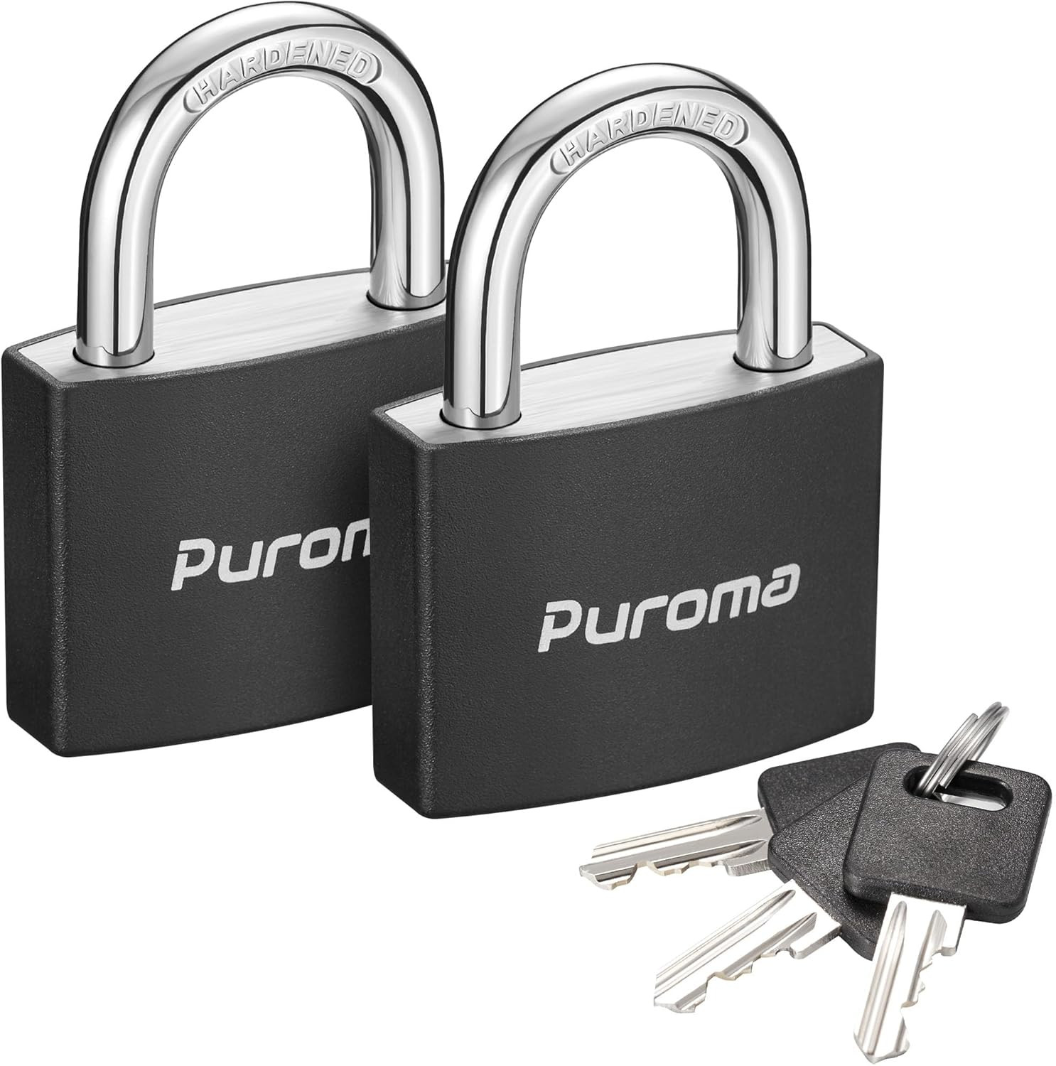 Puroma Lock Keyed Padlock, 2 Pack Aluminum Locks with 3 Keys Alike, 7/8 Inch Loc
