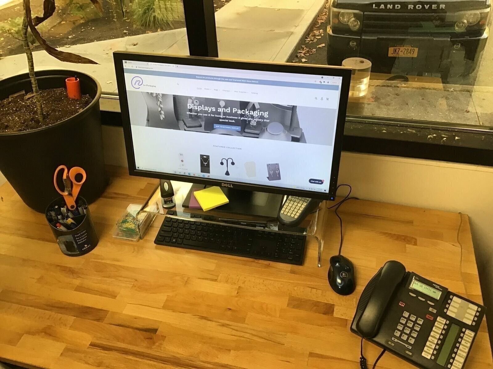 Acrylic Glass Elevated Stand w/Divider - for Computers/Laptops 9" Wide Base